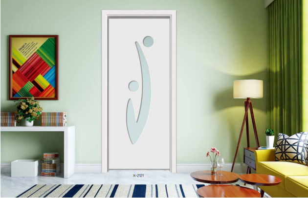 鑫順來X-2021雕花平開隔音白色實木復合玻璃烤漆門