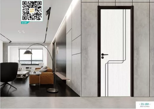 廠價新款鑫順來21-184掃碼叉色條木門，掃二維碼看裝修風格