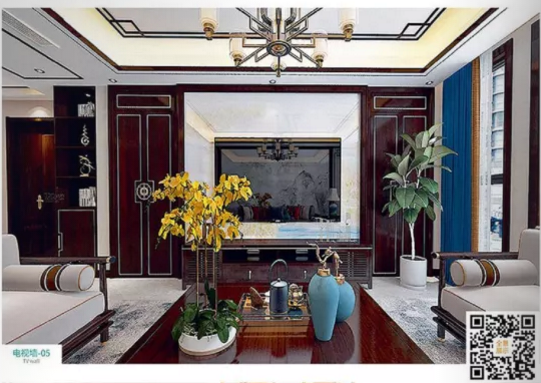 廠價新款鑫順來DQ-05掃碼輕奢電視墻，掃二維碼看裝修風格