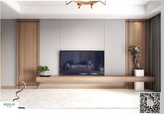 廠價新款鑫順來DQ-06掃碼輕奢電視墻，掃二維碼看裝修風格